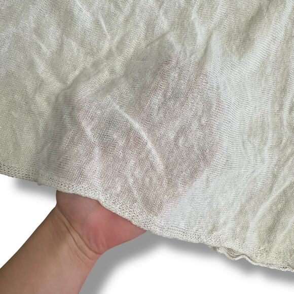 In Cashmere 100% Linen Sheer Knit Top White Lightweight Long Sleeve Size L - Picture 7 of 9